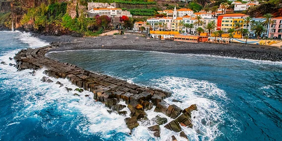 madeira island coastline aerial view